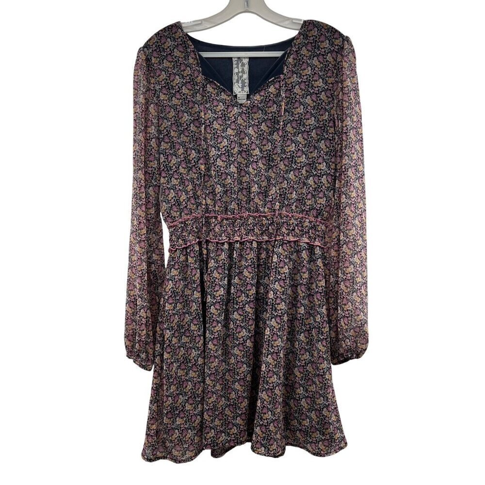 Sadie & Sage Women's Floral A-Line Dress Long Sleeve Size Medium
